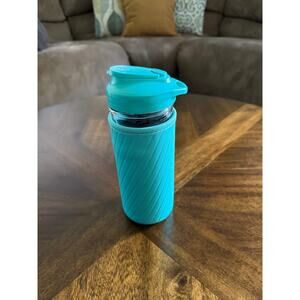 Masontops 3 PC Set Mason Jar Water Bottle 16 oz with Turquoise Neoprene Sleeve